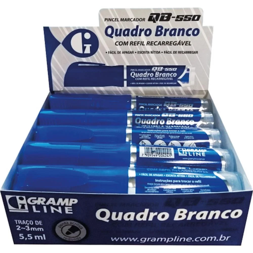 Pincel Quadro Branco Qb550 Recarregavel Azul Gramp Line (Dp.c/10) - imagem 5