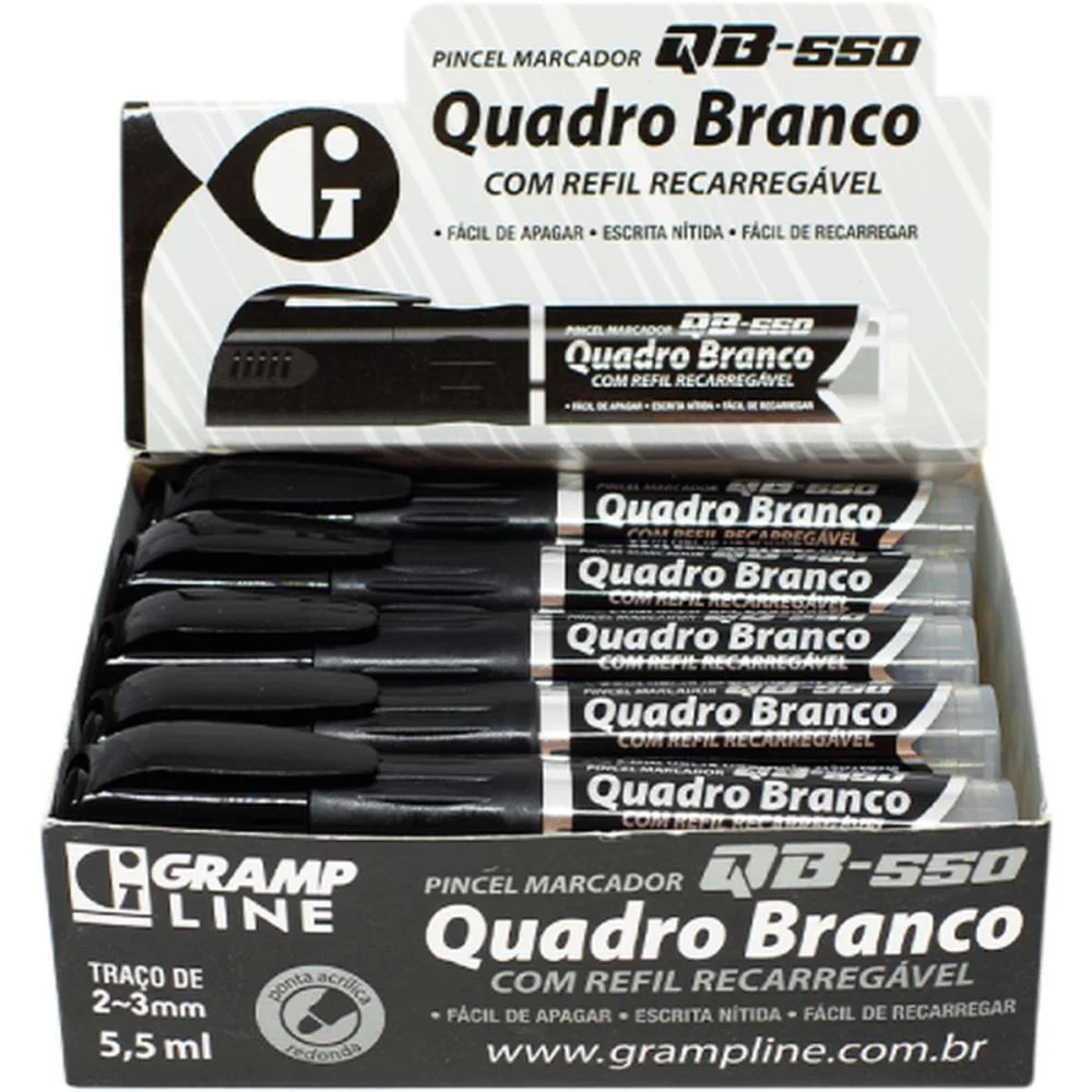 Pincel Quadro Branco Qb550 Recarregavel Preto Gramp Line (Dp.c/10) - imagem 5