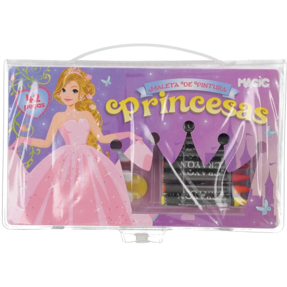Maleta Para Pintura Princesas 42 Pecas 23,5X14Cm Magic Kids - imagem 2