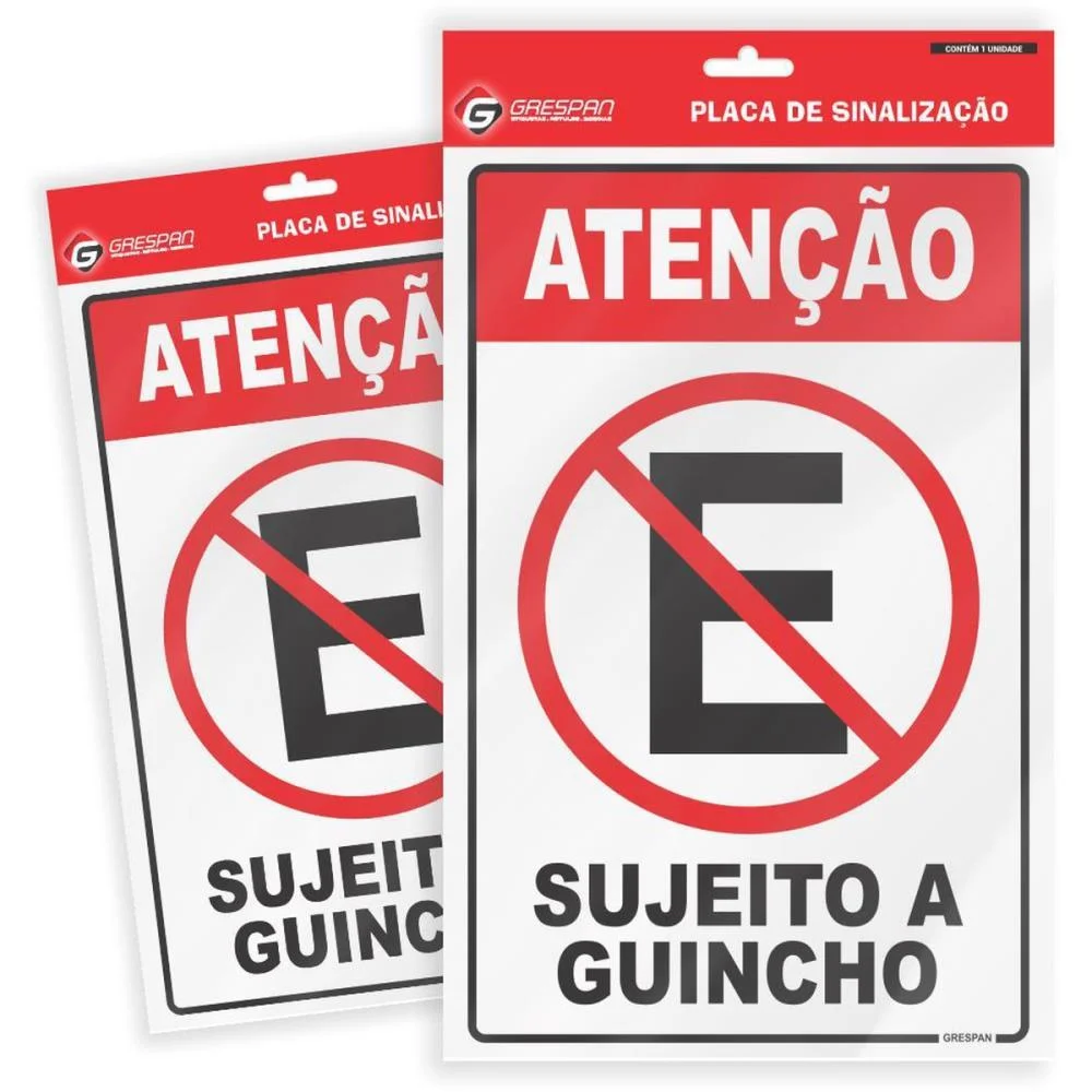 Placa De Sinalizacao Proibido Estacionar 16X25Cm Grespan (Pct.c/05) - imagem 2