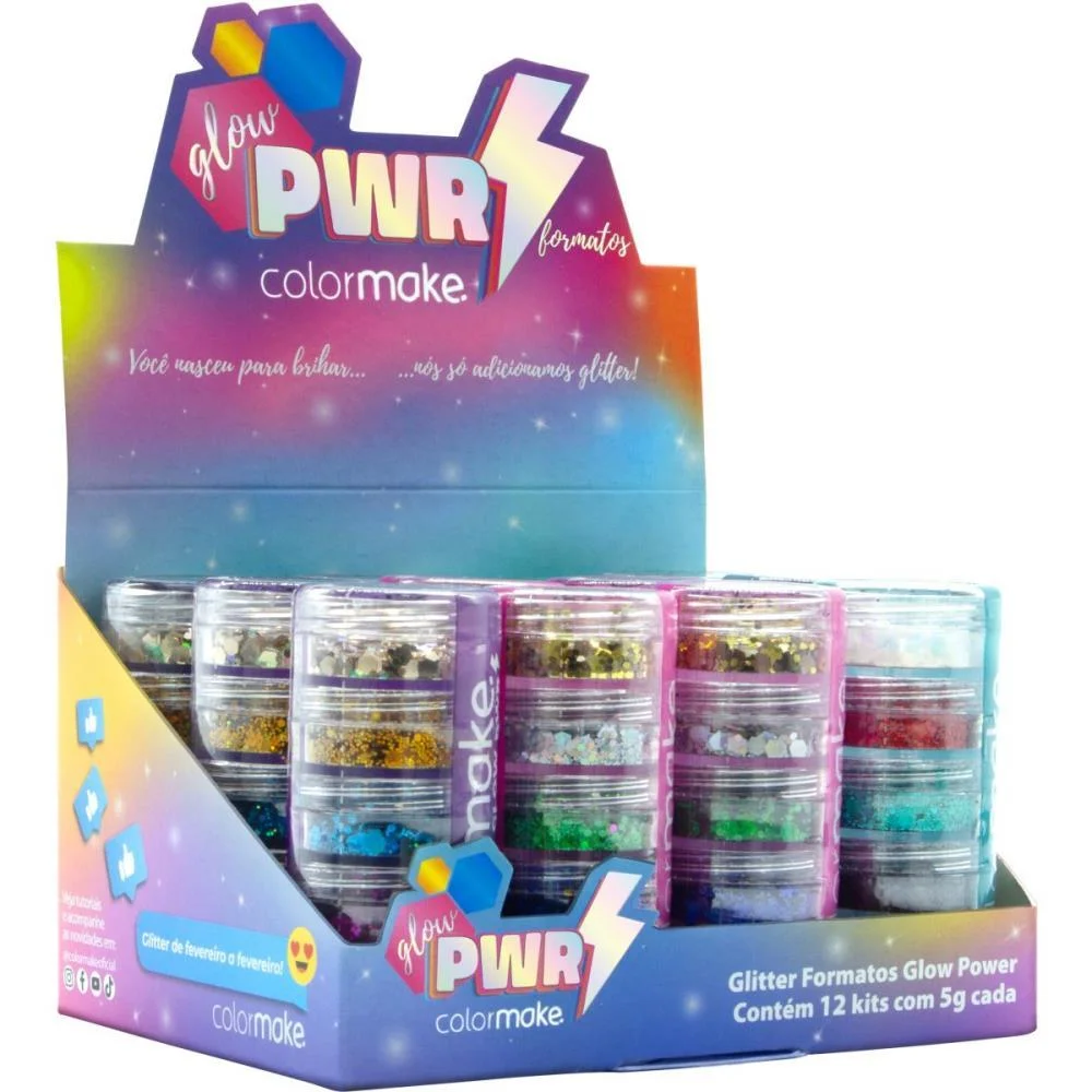 Pintura Facial Po Gliter Glow Power (S) Colormake (Dp.c/12) - imagem 4