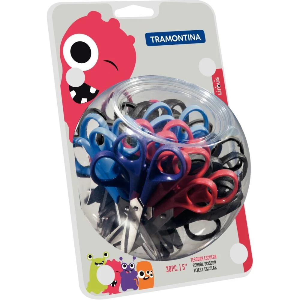 Tesoura Escolar Supercort Monster 12,5Cm Color Tramontina (Dp.c/30) - imagem 3