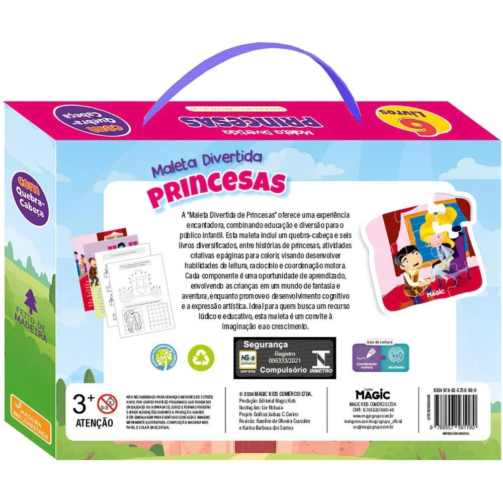 Livro Brinquedo Ilustrado Princesas 6Livros+1Quebra Cabe Magic Kids (Maleta) - imagem 5