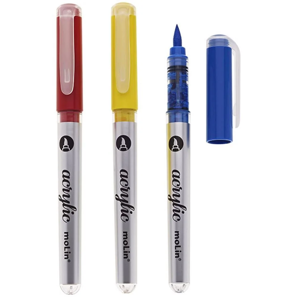 Marcador Artistico Acrylic Brush 12 Cores Vivas Molin (Estojo) - imagem 4
