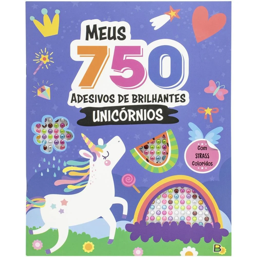 Livro Com Adesivos 750 Ades.strass Unicornio 32Pg Todolivro - imagem 2
