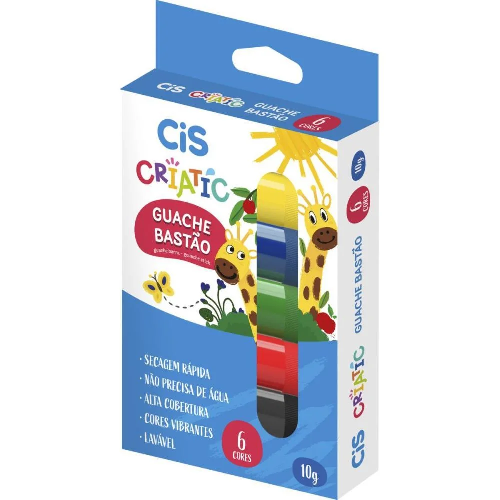 Tinta Guache Cis Criatic Bastao 6 Cores Sertic (Estojo) - imagem 2