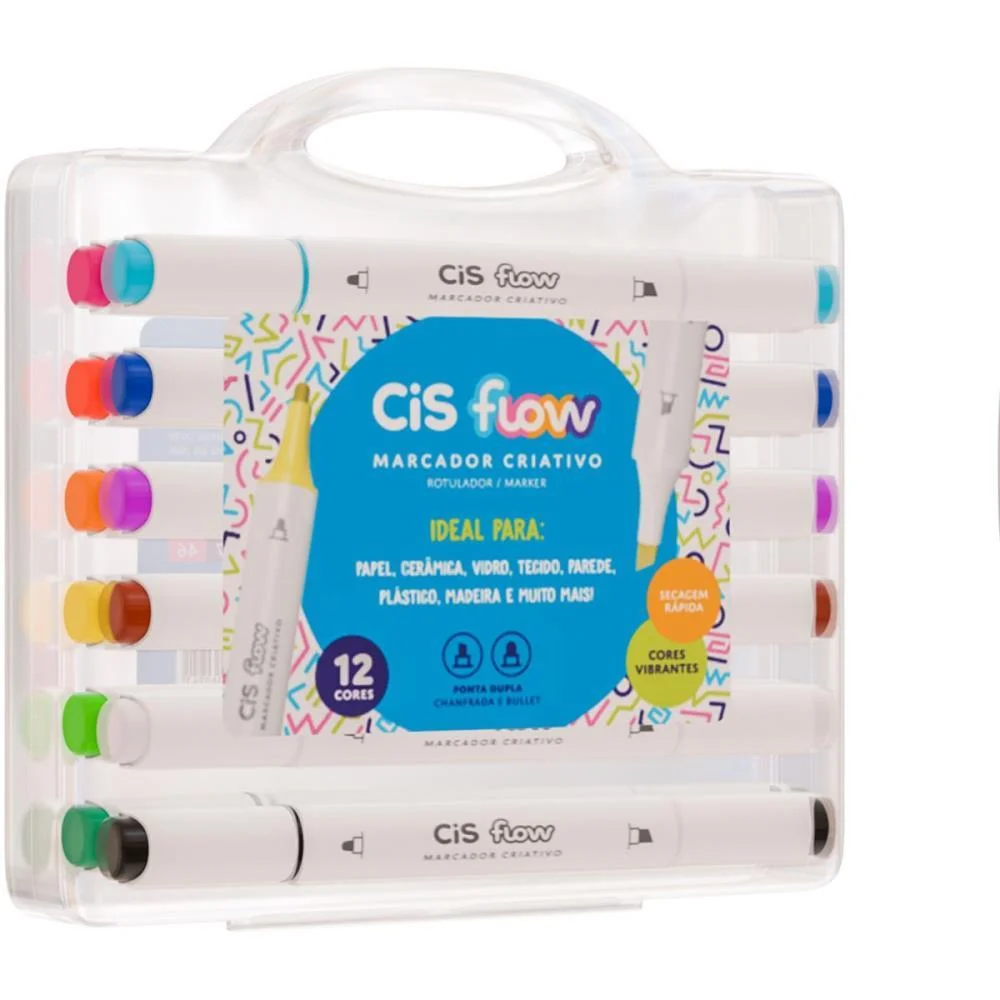 Marcador Artistico Cis Flow 12 Cores Sertic (Estojo) - imagem 3
