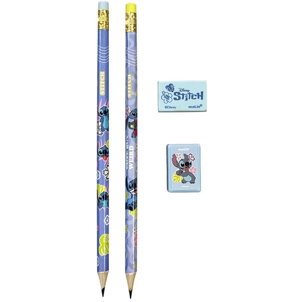 Kit Escolar Stitch 2Lapis+Borracha+Apontad Molin (Unidade) - imagem 4