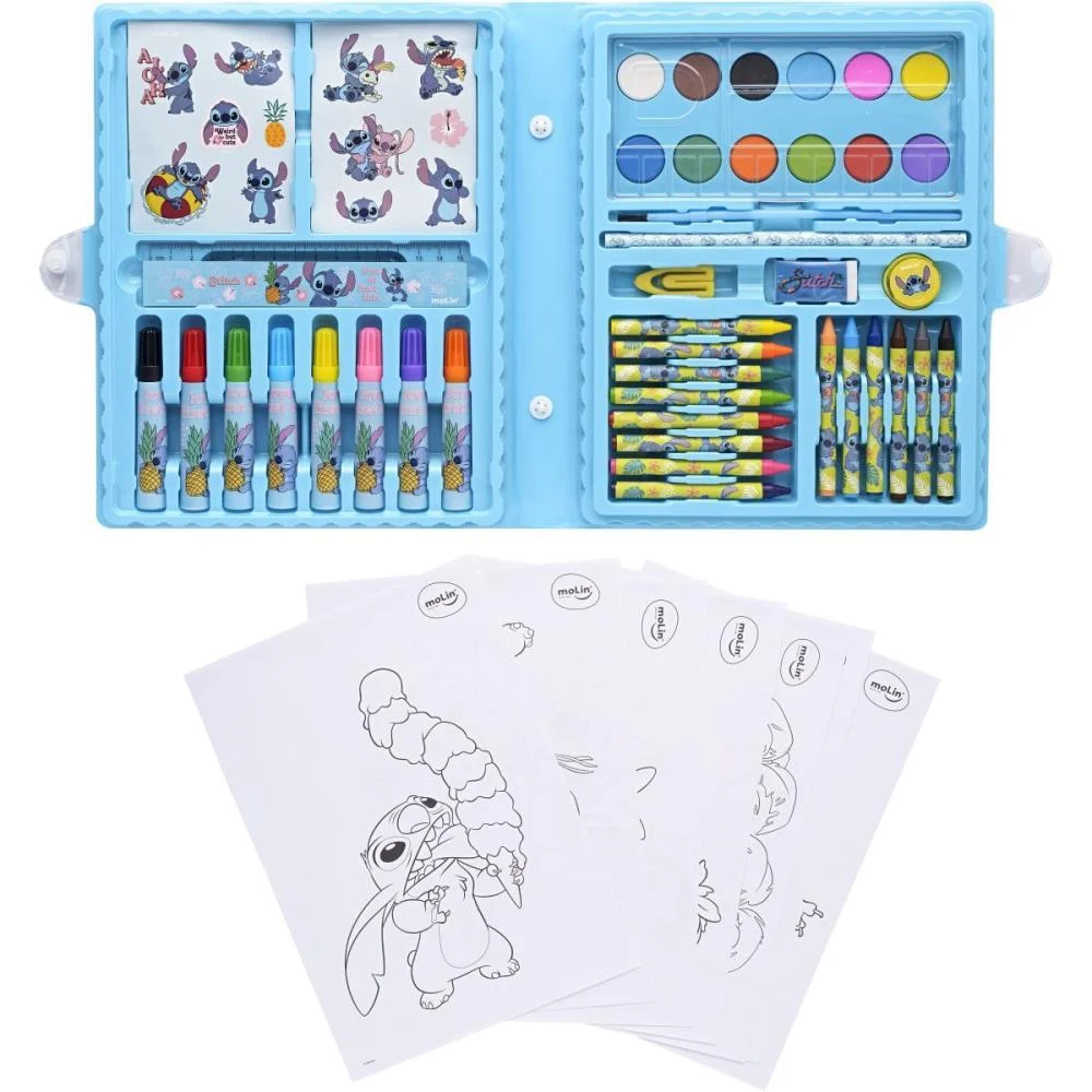 Maleta Para Pintura Stitch Plast. 64 Itens Molin - imagem 4
