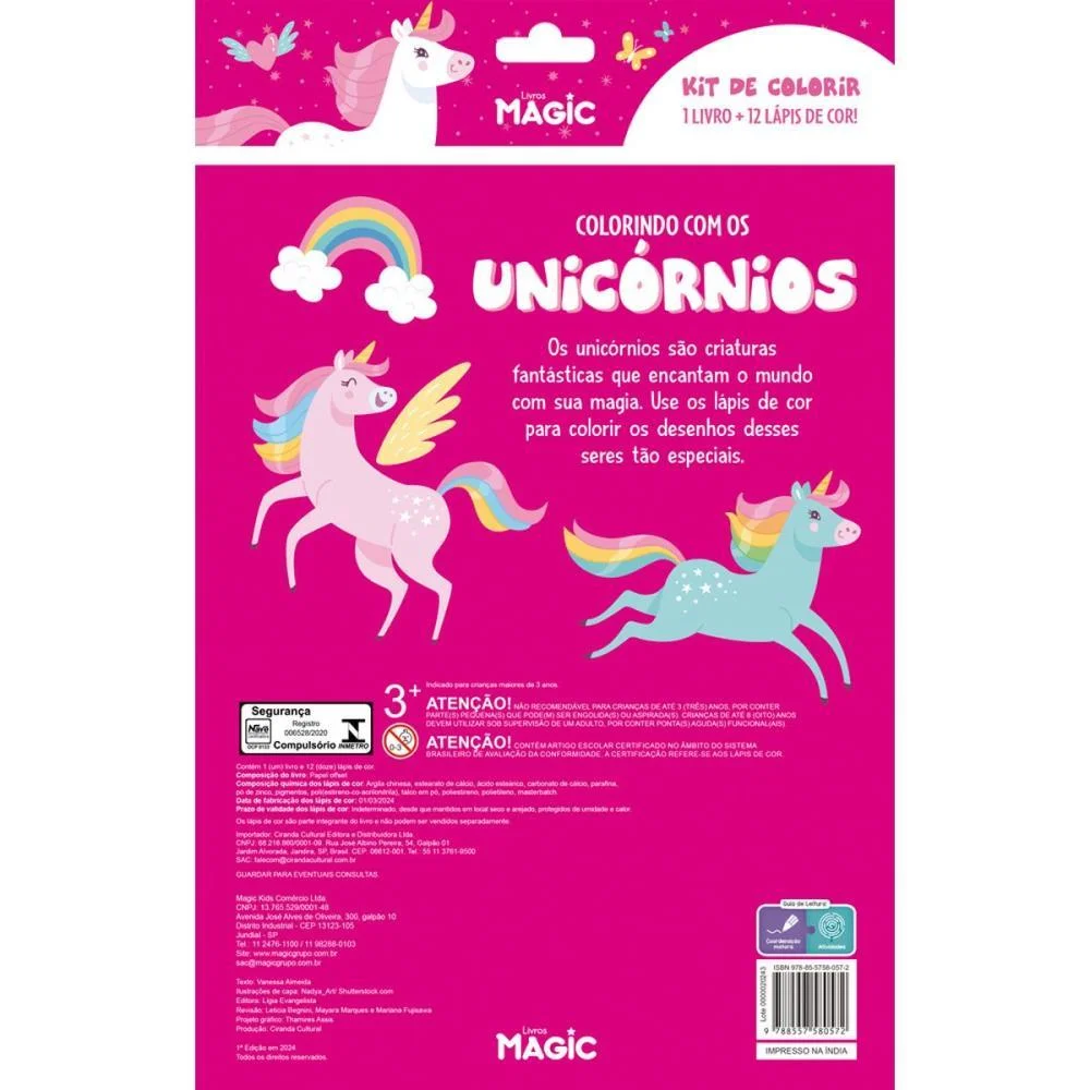 Livro Infantil Colorir Kit Lapis De Cor Unicornios Magic Kids (Unidade) - imagem 5