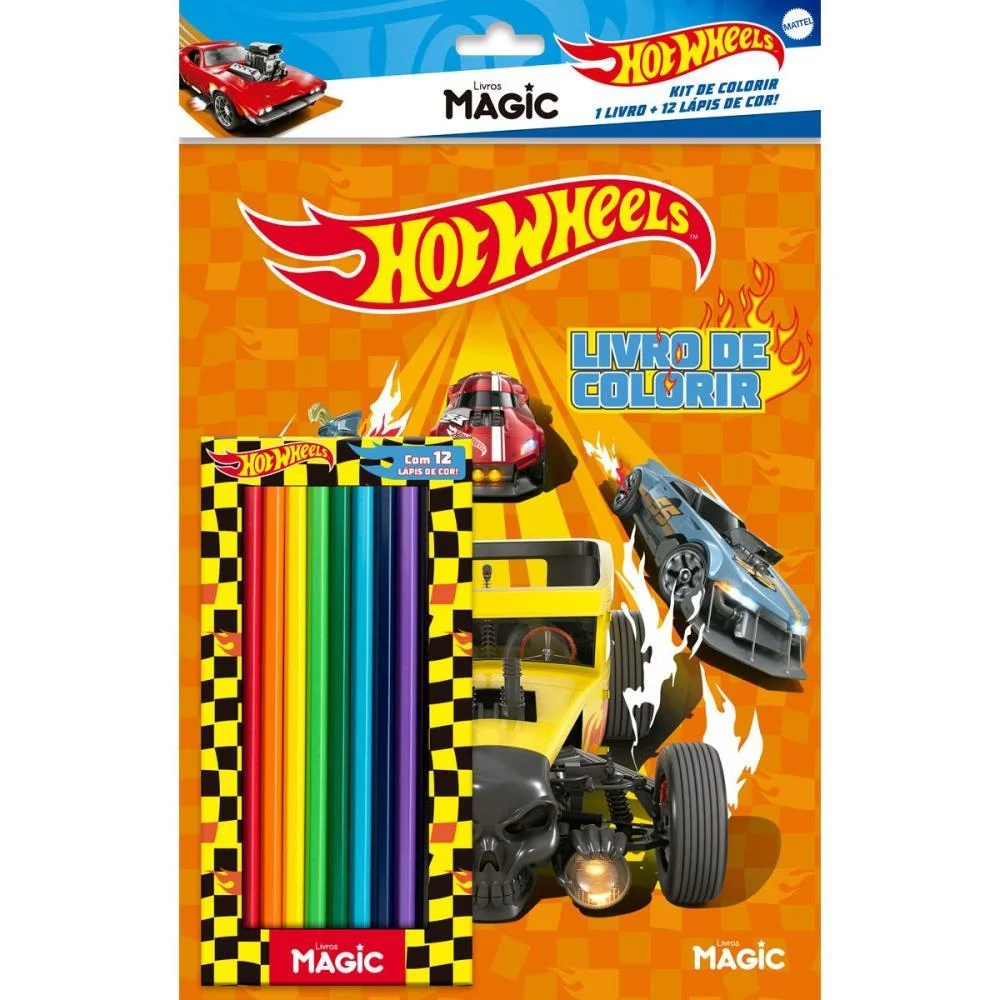 Livro Infantil Colorir Kit Lapis De Cor Hot Wheels Magic Kids (Unidade) - imagem 3