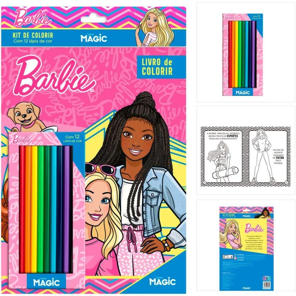Livro Infantil Colorir Kit Lapis De Cor Barbie 16Pgs Magic Kids (Unidade) - imagem 5