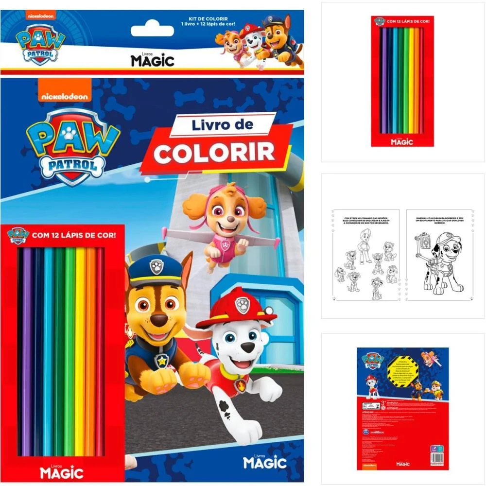 Livro Infantil Colorir Kit Lapis De Cor Patrulha Cani Magic Kids (Unidade) - imagem 5