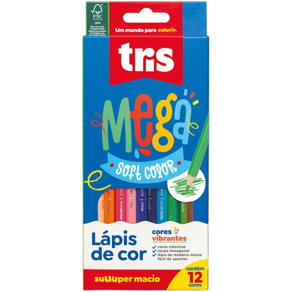 Lapis De Cor Sextavado Mega Soft Color 12 Cores Summit (Pct.c/06) - imagem 2