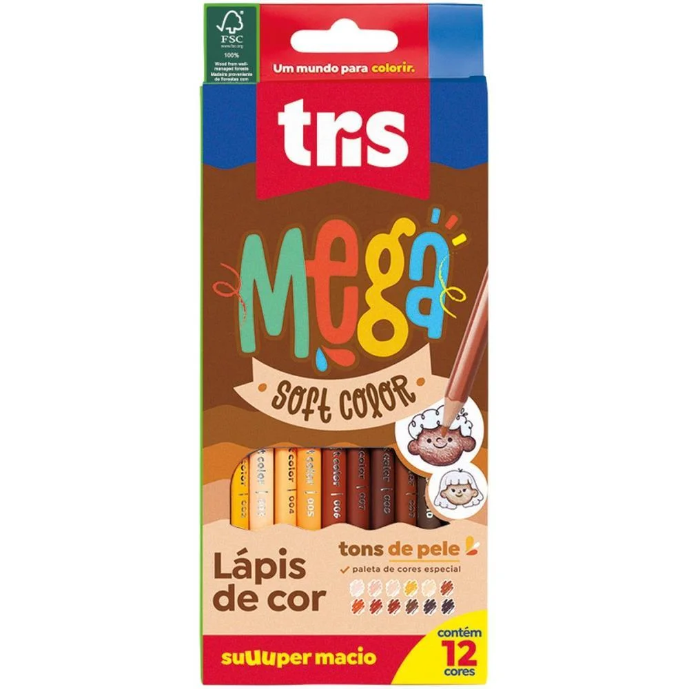 Lapis De Cor Sextavado Mega Soft Tons De Pele 12Cores Summit (Pct.c/06) - imagem 3