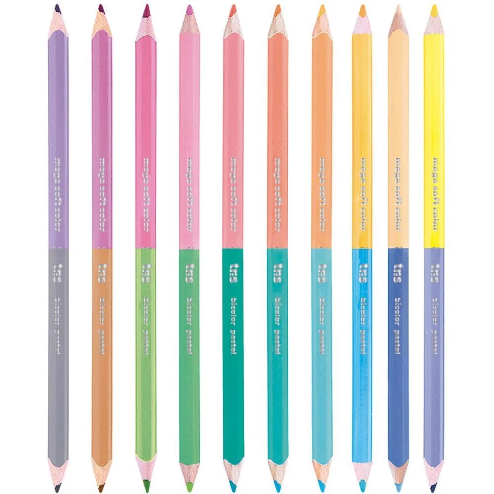 Lapis De Cor Triangular Mega Tons Pastel Bicolor 20Cor Summit (Pct.c/06) - imagem 4