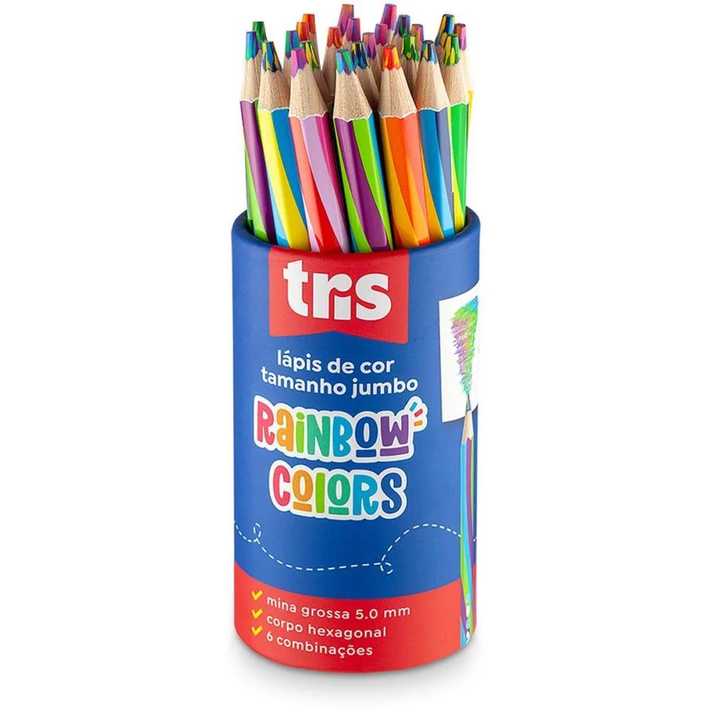 Lapis De Cor Jumbo Tris Rainbow 6 Combinacoes Cor Summit (Pote-24) - imagem 2