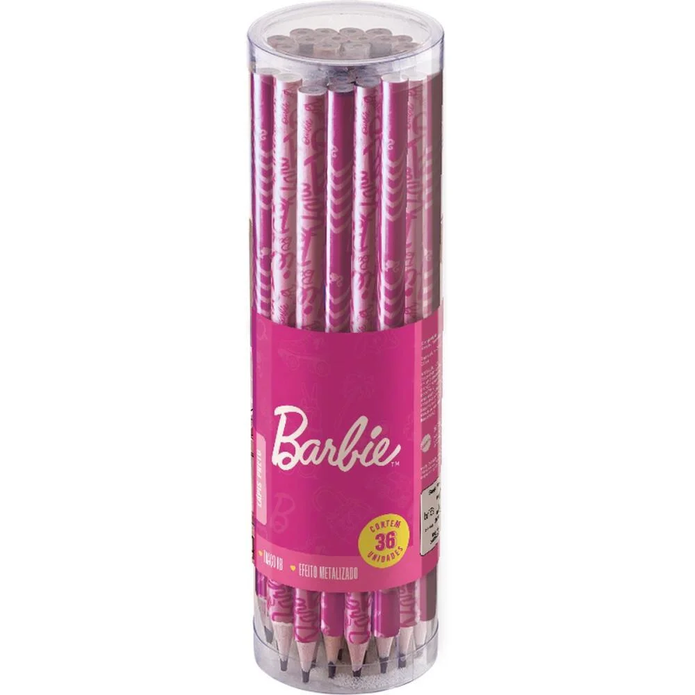 Lapis Preto Redondo Decorado Barbie 2 Modelos Summit (Pote-36) - imagem 2