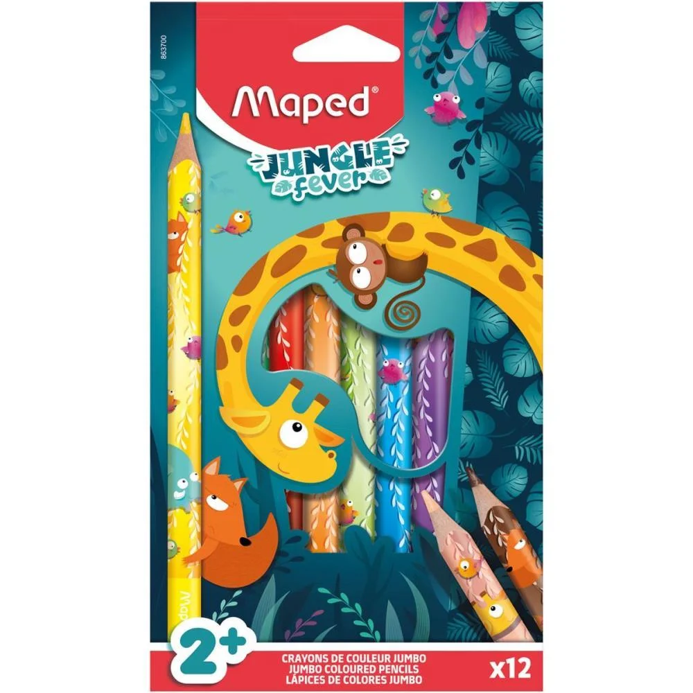 Lapis De Cor Jumbo Jungle Fever 12 Cores Maped (Pct.c/06) - imagem 3