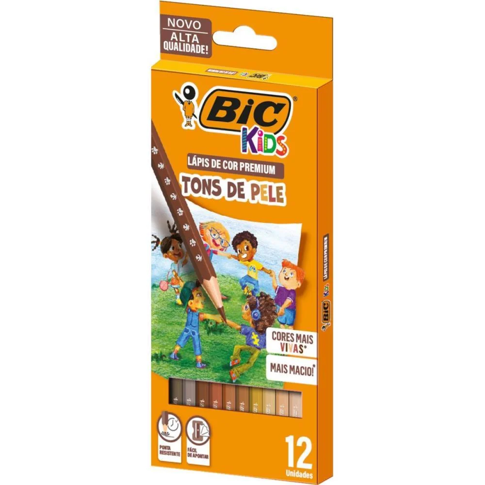 Lapis De Cor Sextavado Bic Kids Tons De Pele 12 Cor. Bic (Pct.c/06) - imagem 2