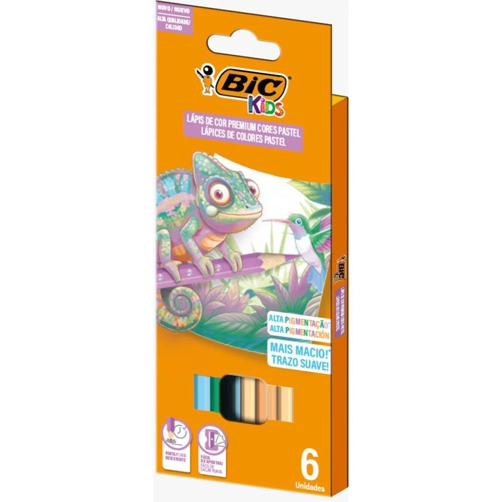 Lapis De Cor Sextavado Bic Kids Pastel 6 Cores Bic (Pct.c/08) - imagem 4