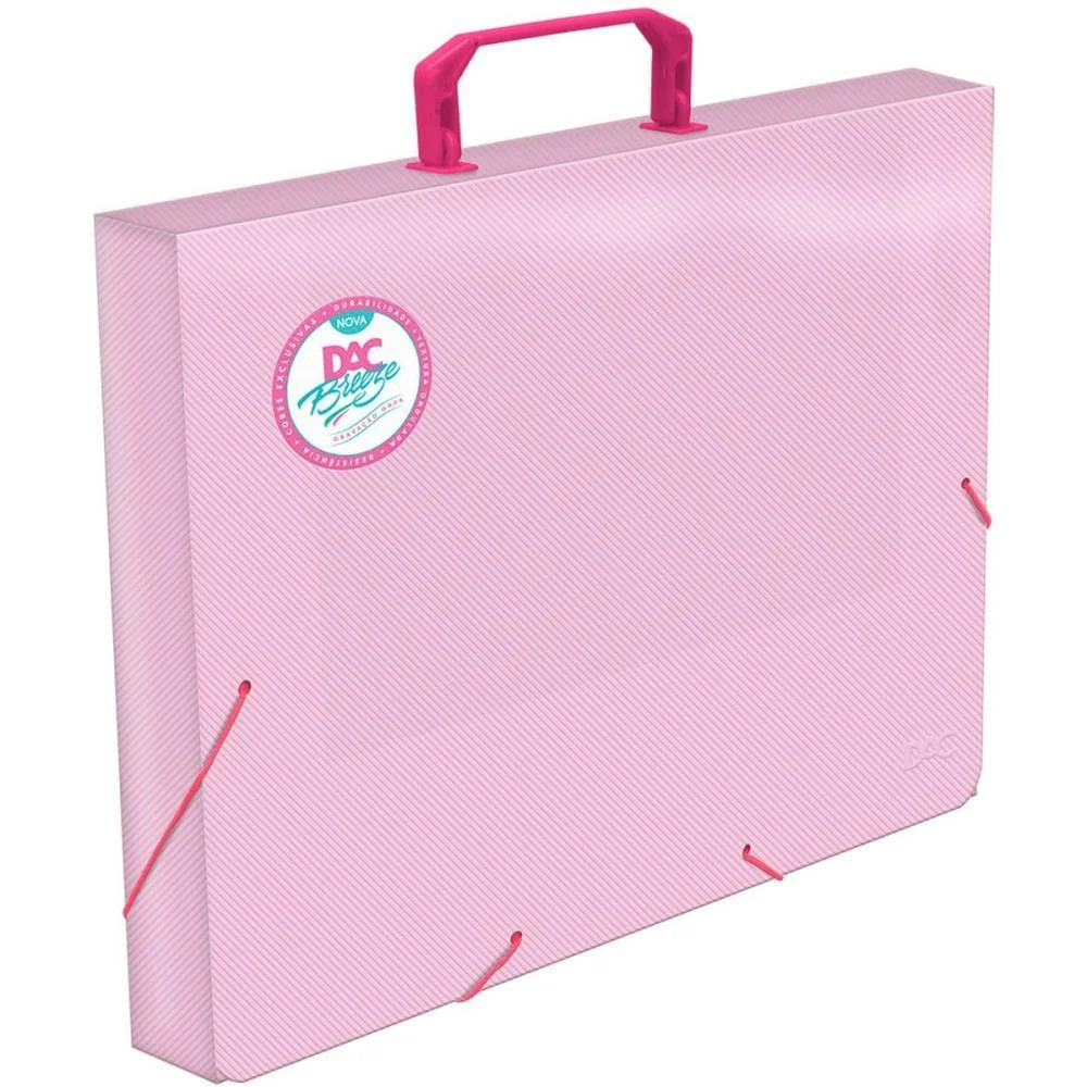 Maleta Plastica Com Alca Breeze Rosa Oficio 40Mm Dac - imagem 2