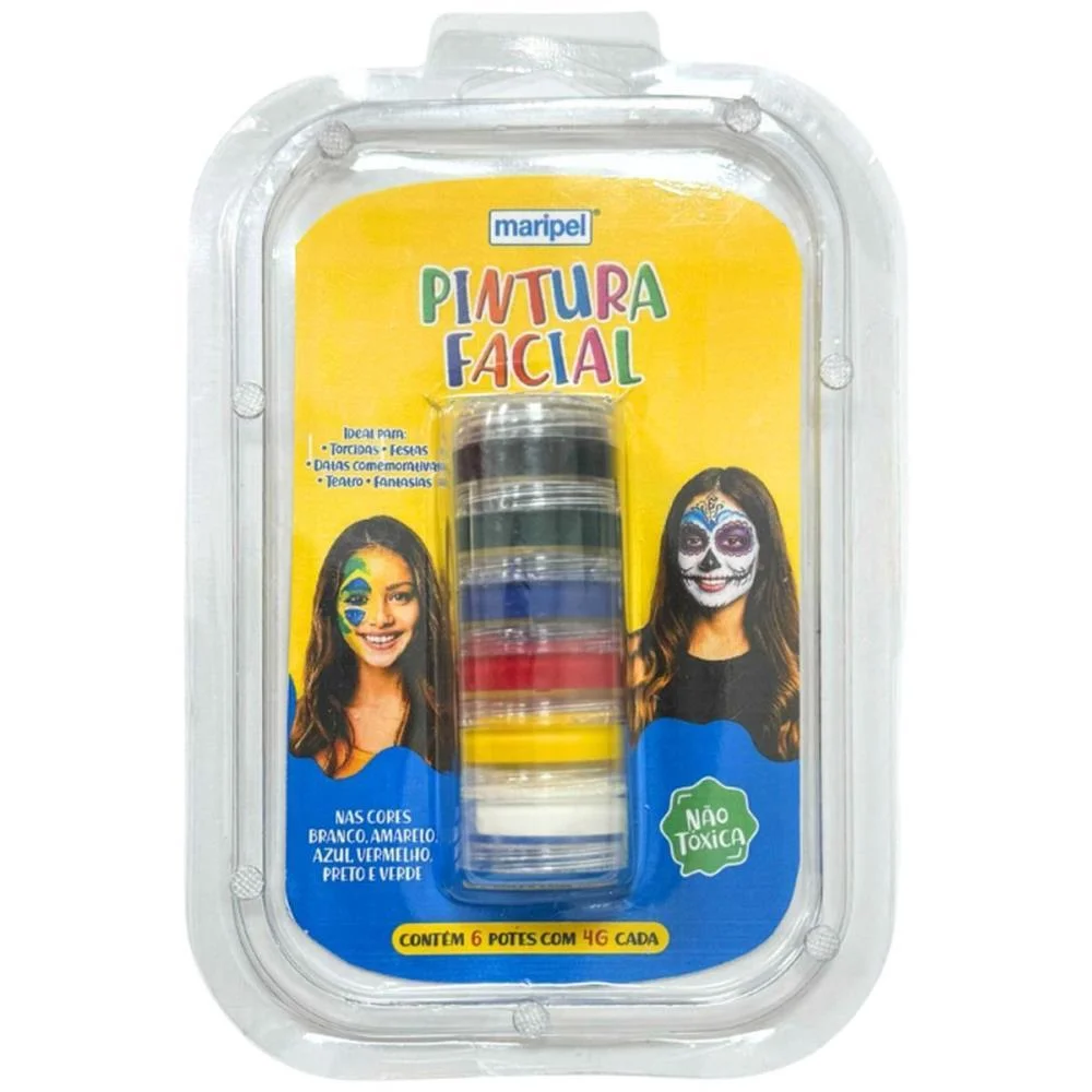 Pintura Facial Cremosa 6 Cores 4G Maripel (Cartela) - imagem 2