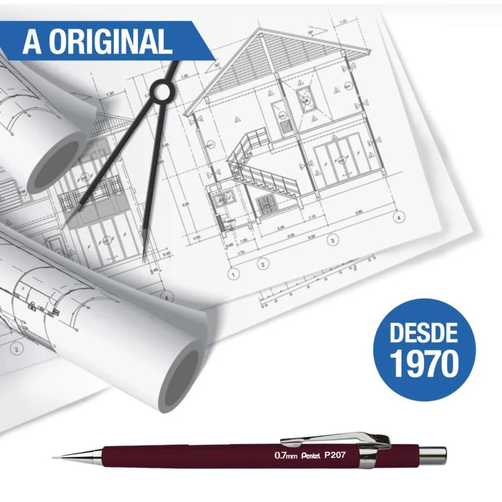 Lapiseira 0.5Mm Pentel Cinza Pentel (Cx.c/06) - imagem 4