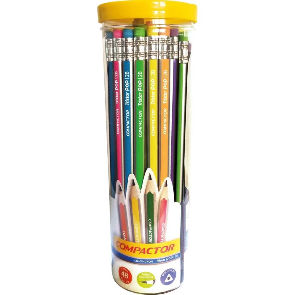 Lapis Preto Triangular Tristar Pop 2B C/Borracha Compactor (Pote-48) - imagem 3