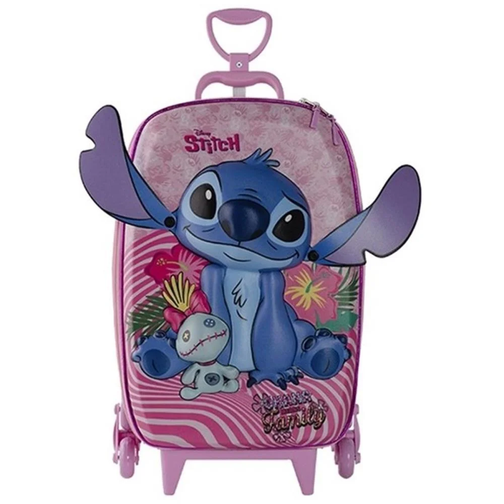 Mochila Infantil Com Rodinha Stitch Rosa Maxtoy (Unidade) - imagem 3