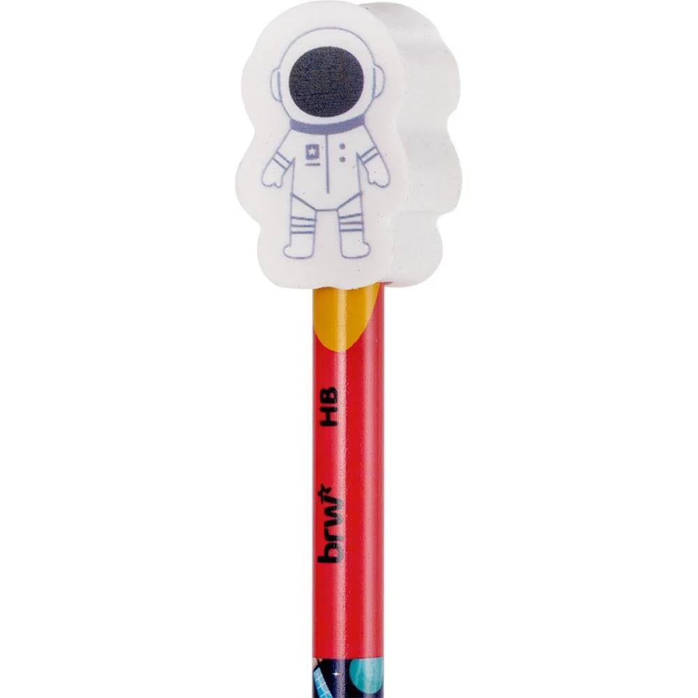 Lapis Preto Redondo Decorado Hb Adventure C/Borracha 4Mod. Brw (Pote-24) - imagem 6