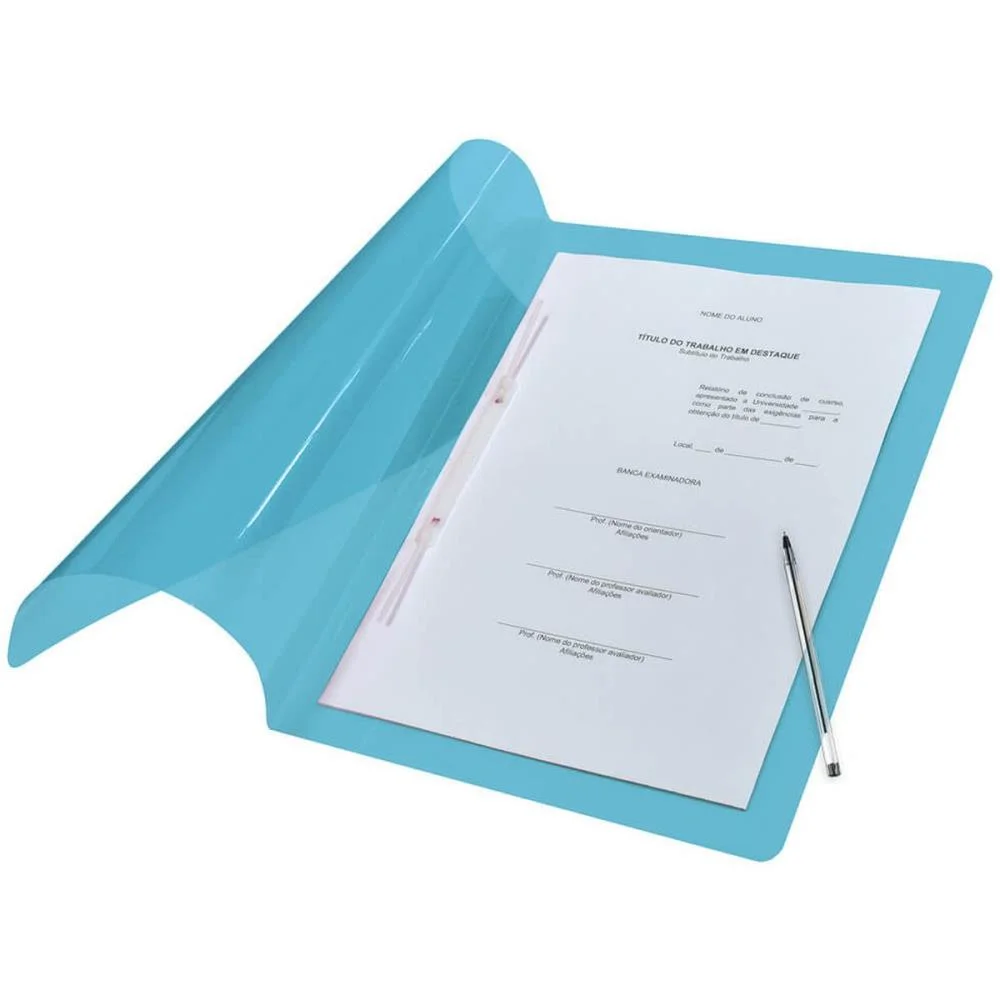 Pasta Grampo Trilho Plastica Oficio Azul Dac (Pct.c/10) - imagem 4