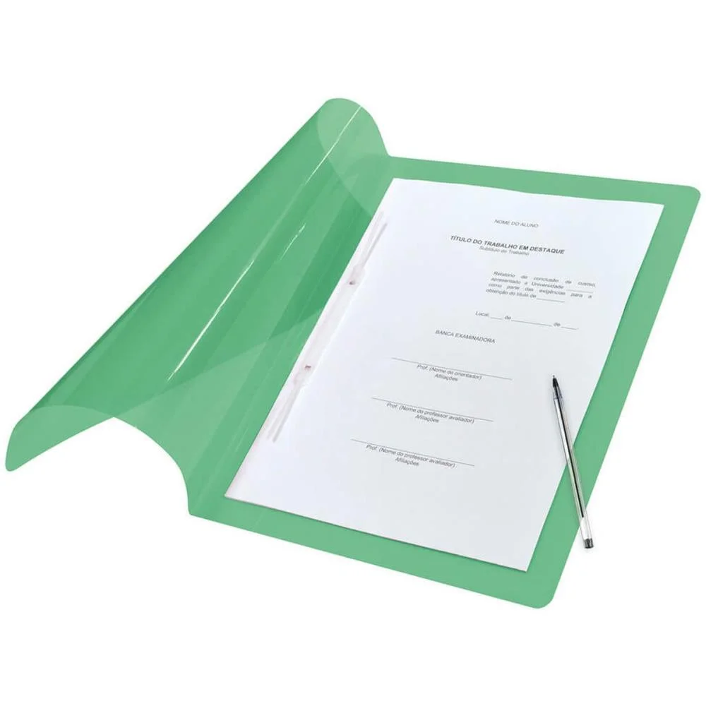 Pasta Grampo Trilho Plastica Oficio Verde Dac (Pct.c/10) - imagem 4