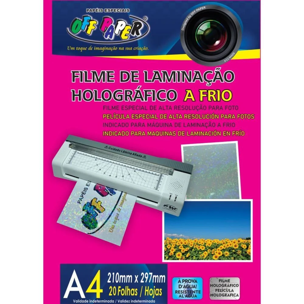 Plastico Para Plastificacao Filme A4 Holog.laminacao Frio Off Paper (Pct.c/20) - imagem 5
