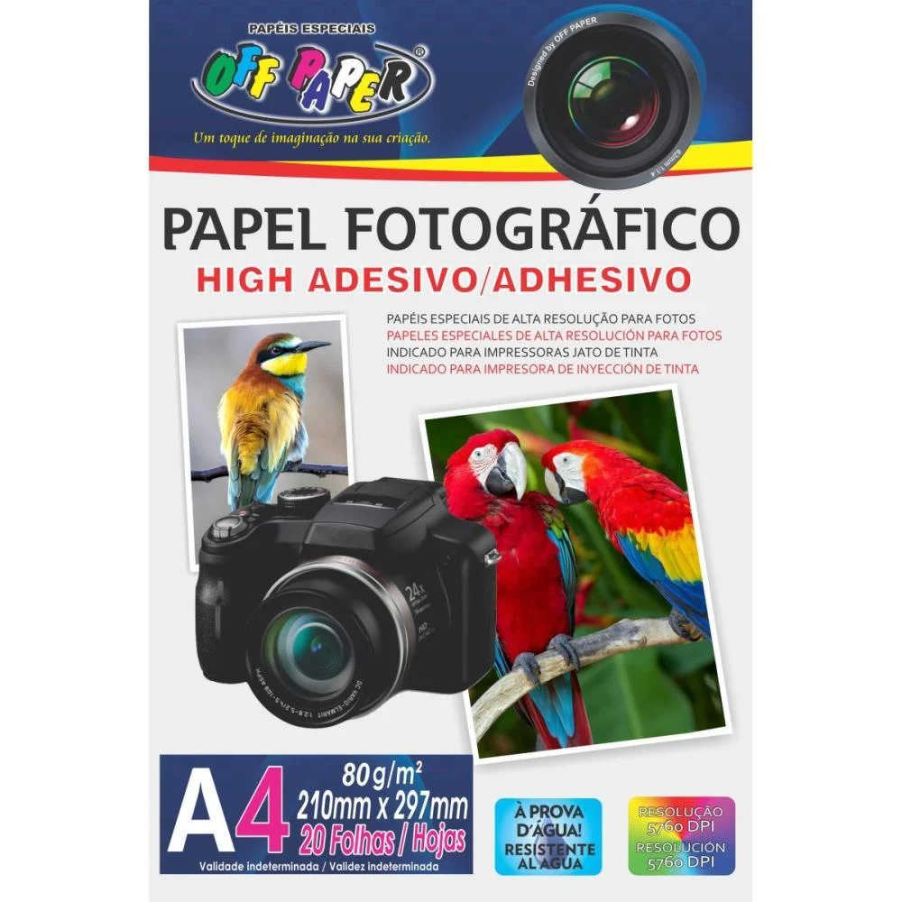 Papel Fotografico Inkjet A4 High Glossy Ades.brilho 80G Off Paper (Pct.c/20) - imagem 5