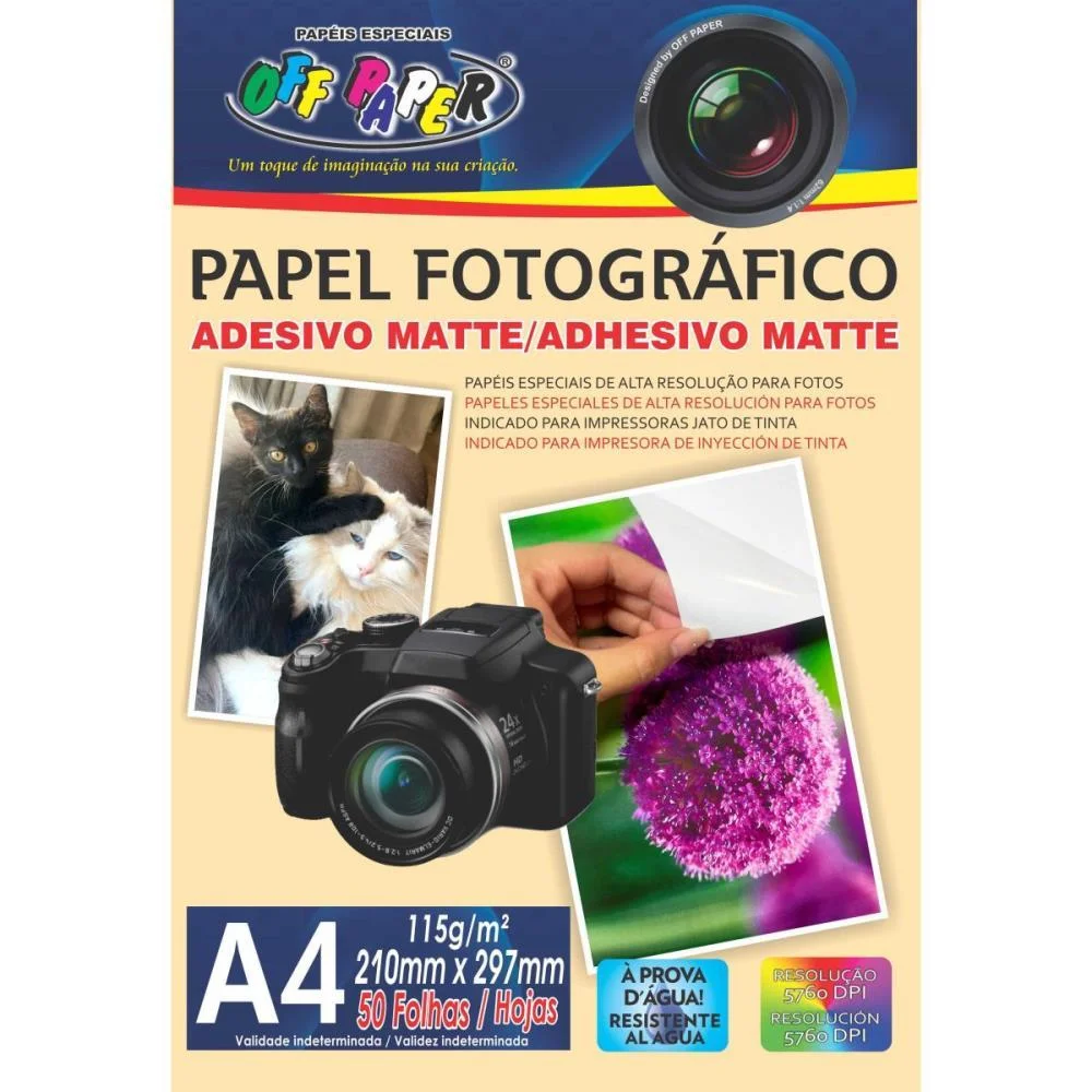 Papel Fotografico Inkjet A4 Matte Adesivo 115G. Off Paper (Pct.c/50) - imagem 5