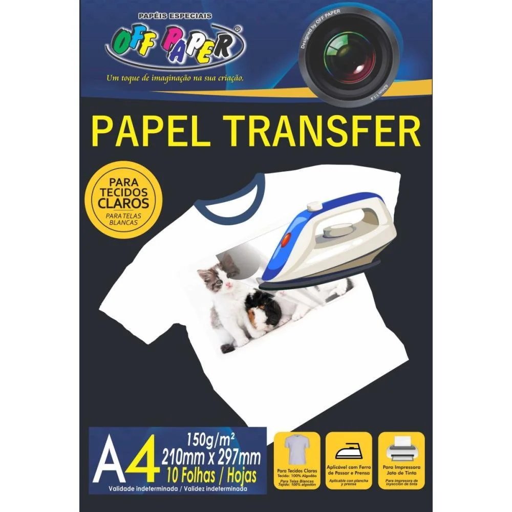 Papel Transfer Inkjet Tecidos Claros 150G A4 Off Paper (Pct.c/10) - imagem 2
