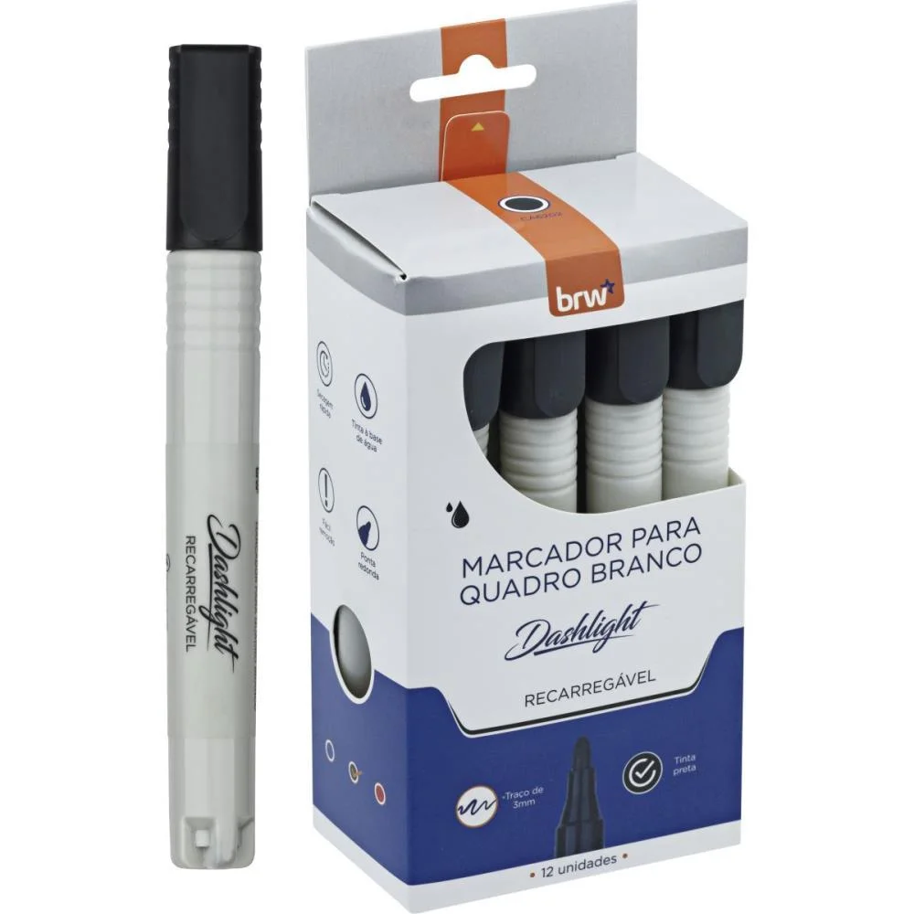 Pincel Quadro Branco Dashligth Recarregavel Preto Brw (Cx.c/12) - imagem 5