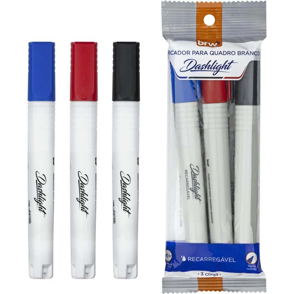 Pincel Quadro Branco Dashligth Recarregavelaz/Pt/Vm Brw (Bl.c/03) - imagem 2
