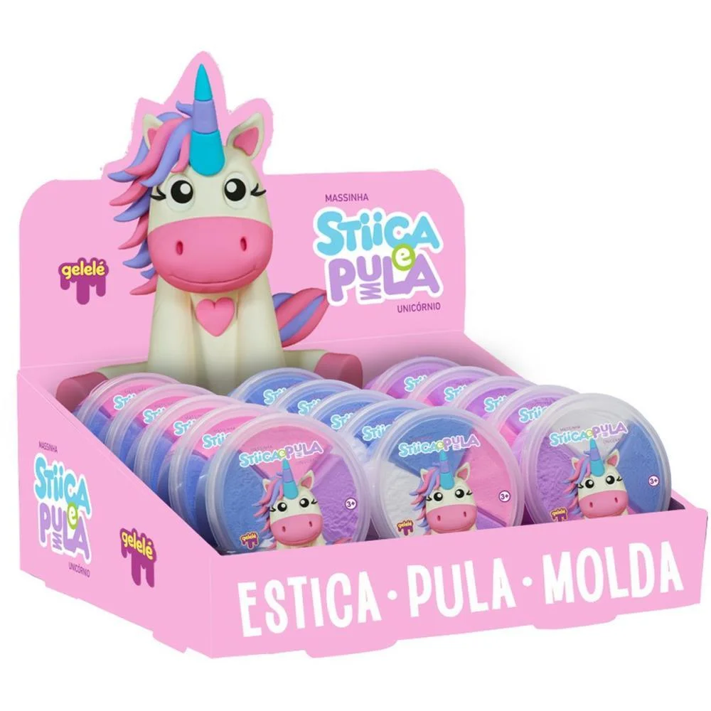 Massa Para Modelar Criativa Stica E Pula Unicornio 4Cores( Doce Brinquedo C/ 15 Unidades - imagem 3