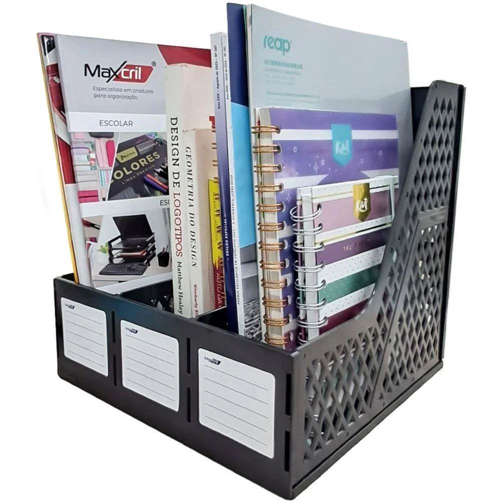 Porta Revista Organizador Triplo Preto Selad Maxcril (Unidade) - imagem 4