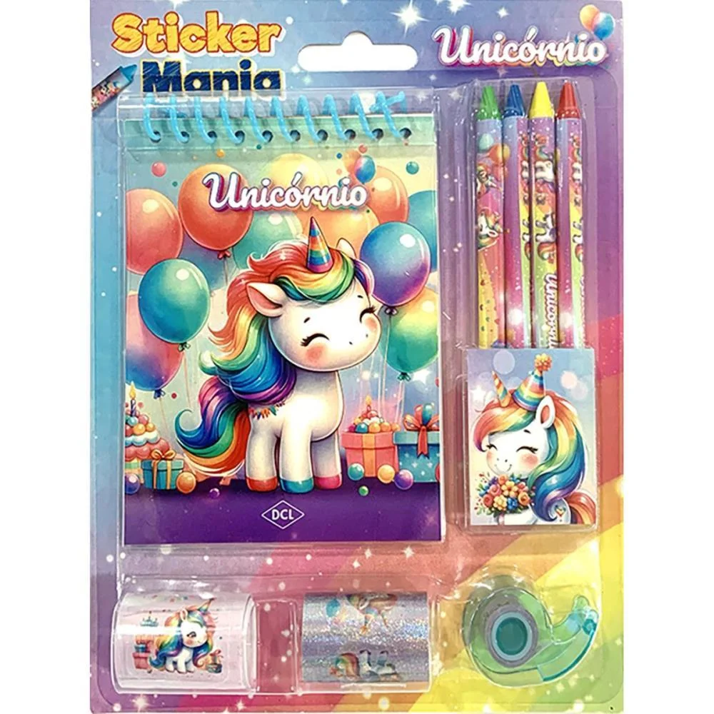 Livro Infantil Colorir Sticker Mania Unicornios 9Pcs Dcl (Unidade) - imagem 2