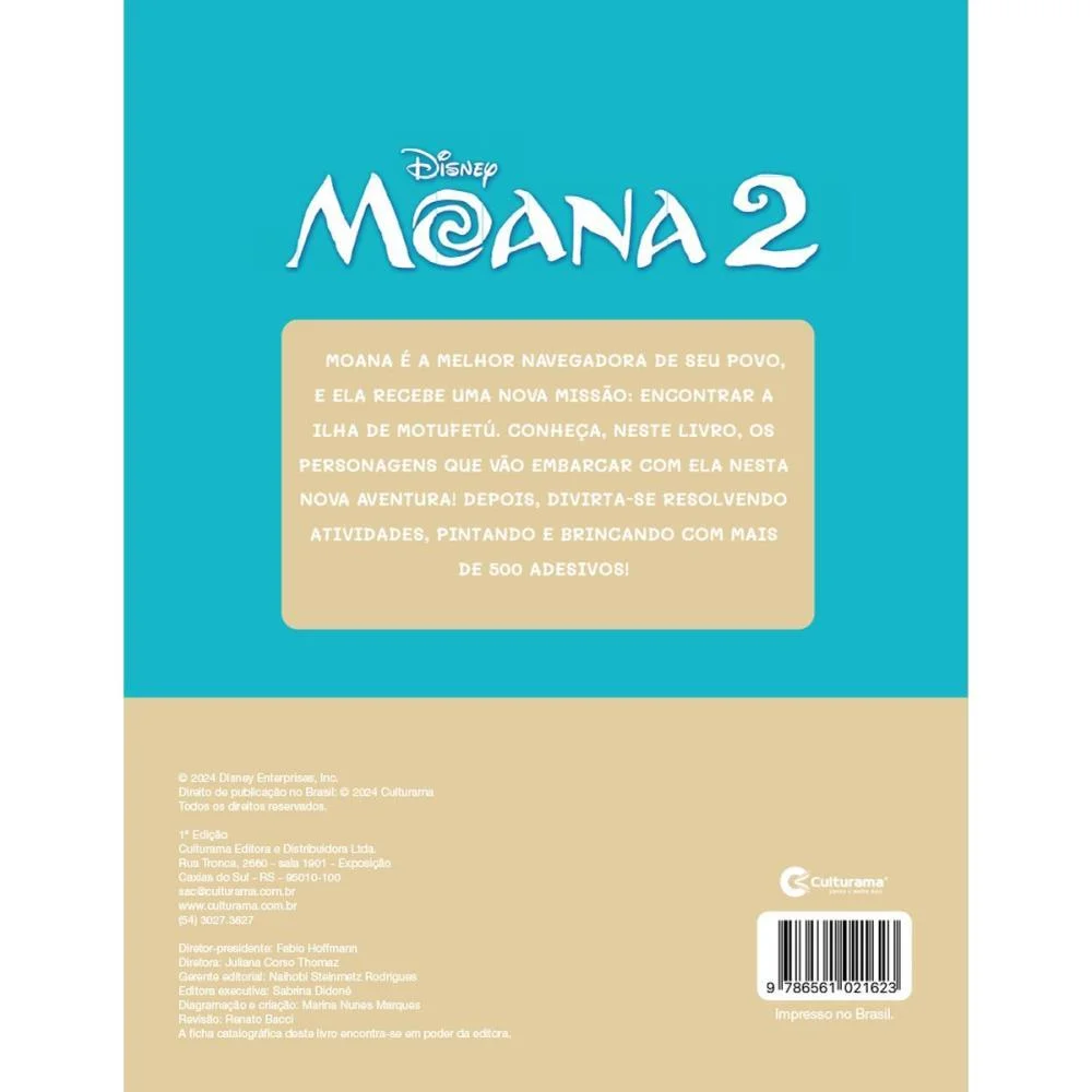 Livro Com Adesivos Moana 2 40Pgs C/500 Adesivos Culturama - imagem 8