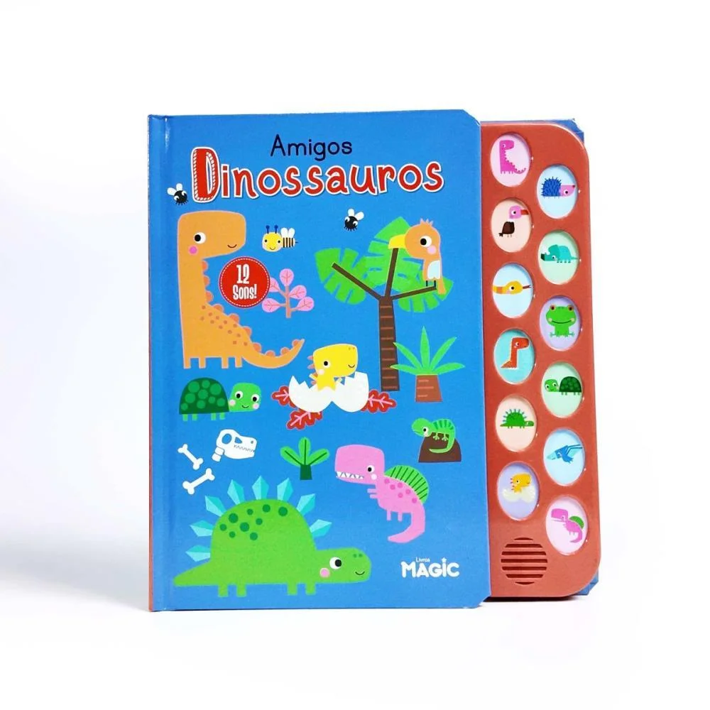 Livro Sonoro Dinossauros 12 Sons 21X21Cm Magic Kids - imagem 2