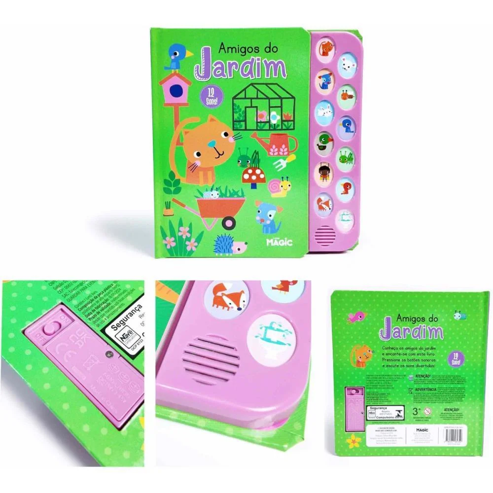 Livro Sonoro Amigos Do Jardim 12 Sons Magic Kids - imagem 4
