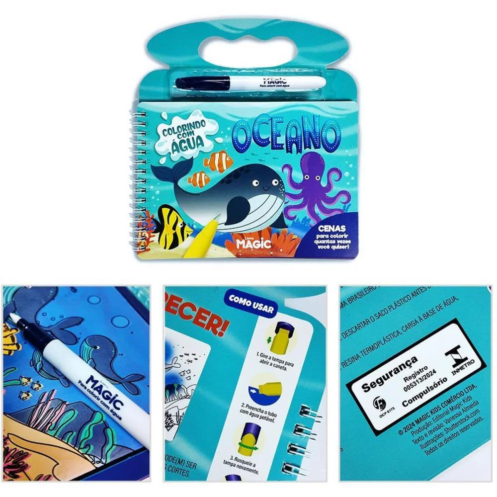 Livro Aquabook Oceano 10Pgs 21,5X20Cm Magic Kids (Unidade) - imagem 5