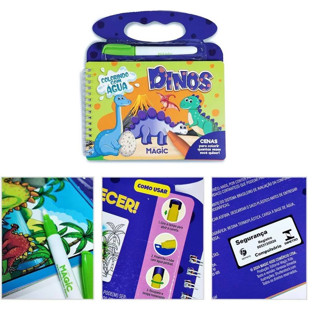 Livro Aquabook Dinossauros 10Pgs 21,5X20Cm Magic Kids (Unidade) - imagem 4