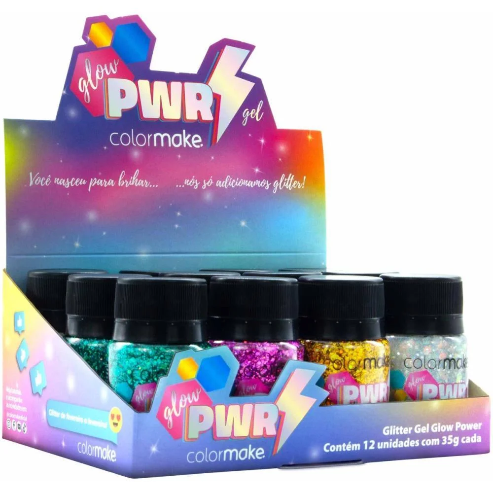 Pintura Facial Gel Gliter Glow Power (S) Colormake (Dp.c/12) - imagem 2