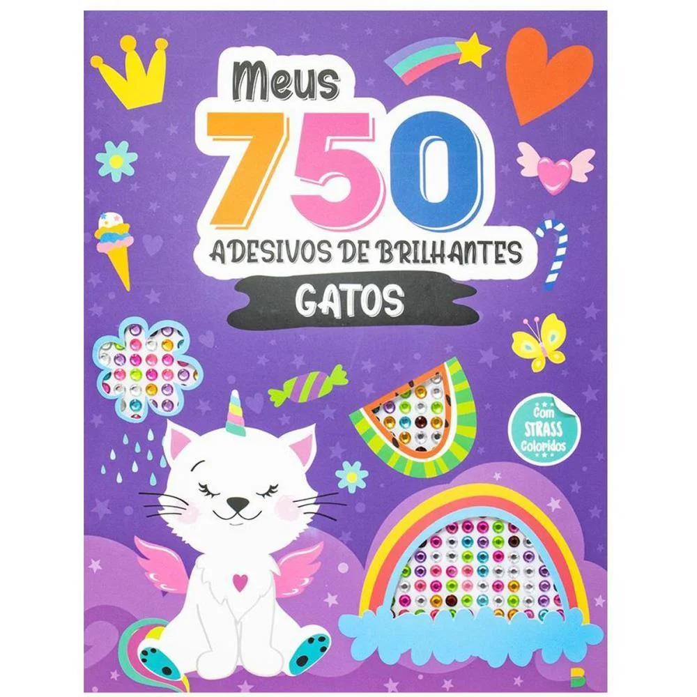 Livro Com Adesivos 750 Ades.strass Gatos 32Pg Todolivro - imagem 2