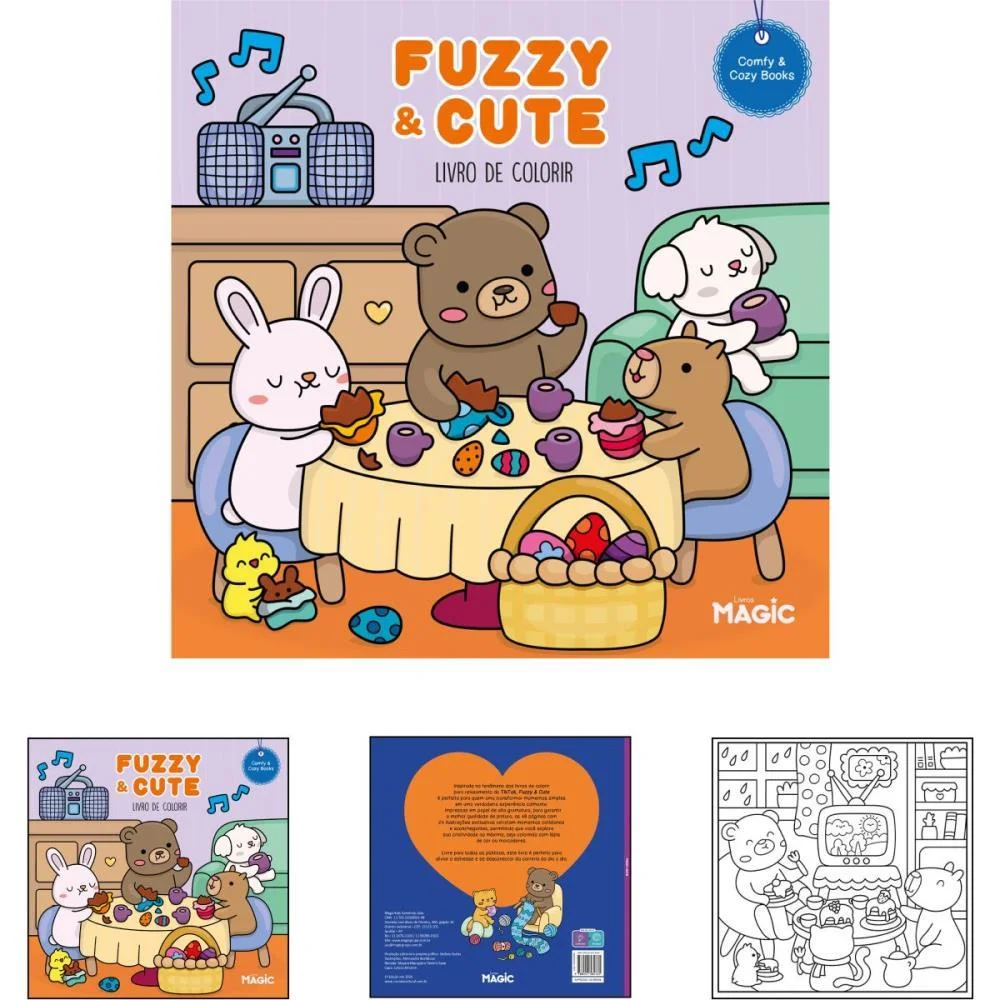 Livro De Colorir Fuzzy E Cute 48Pg 180G Magic Kids (Unidade) - imagem 3